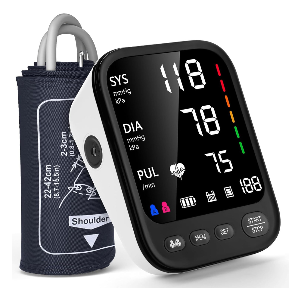 Blood Pressure Machine, Automatic Upper Arm Blood Pressure Monitor with 2x199 readout