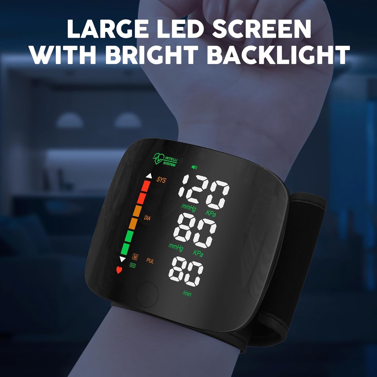 Rechargeable Wrist Blood Pressure Monitor | LED Mini Portable Display