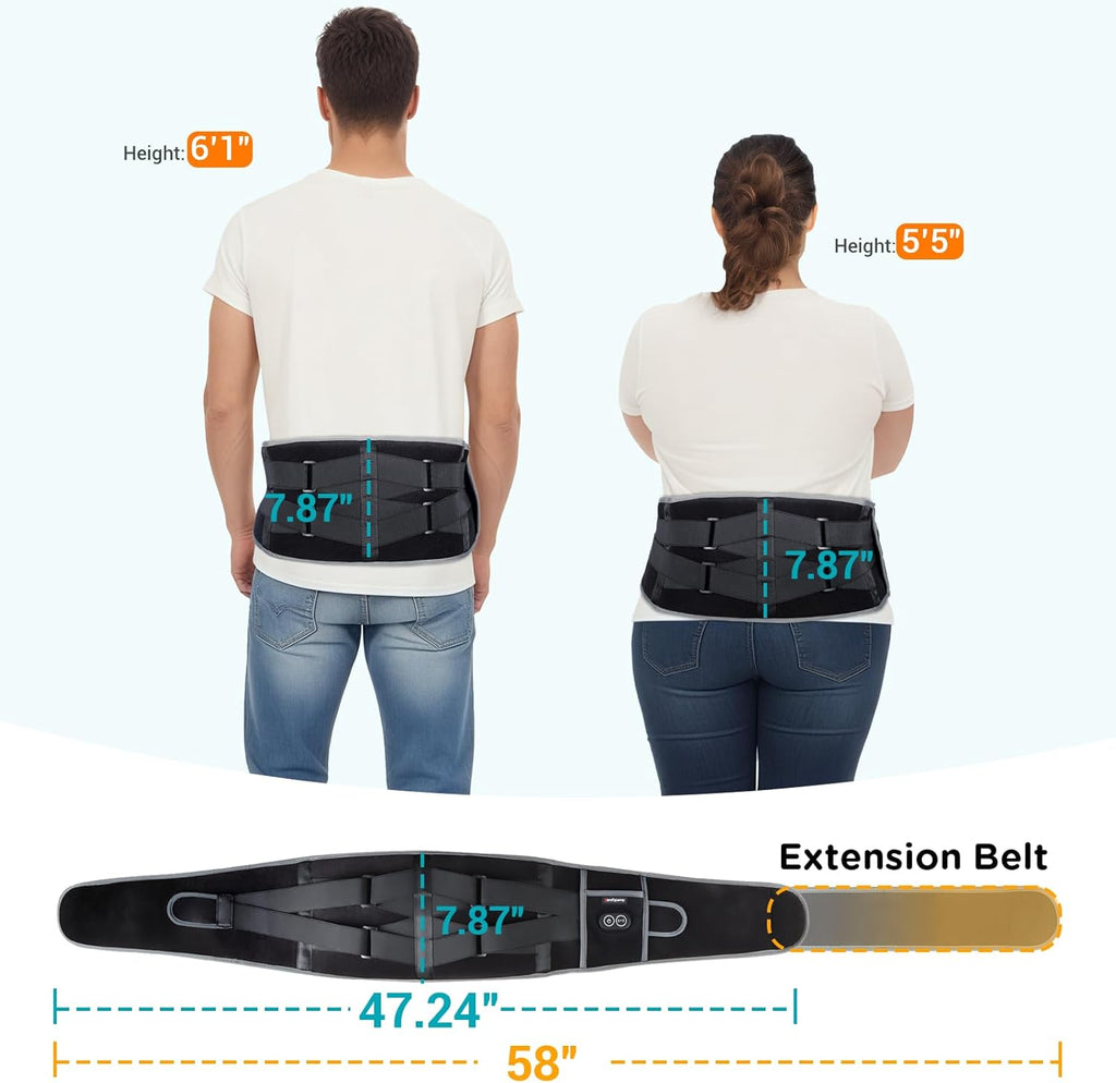 Cordless Heating Pad with Massager for Back Pain Relief, Portable Lower Back Massager FSA Eligible HSA Rechargeable,