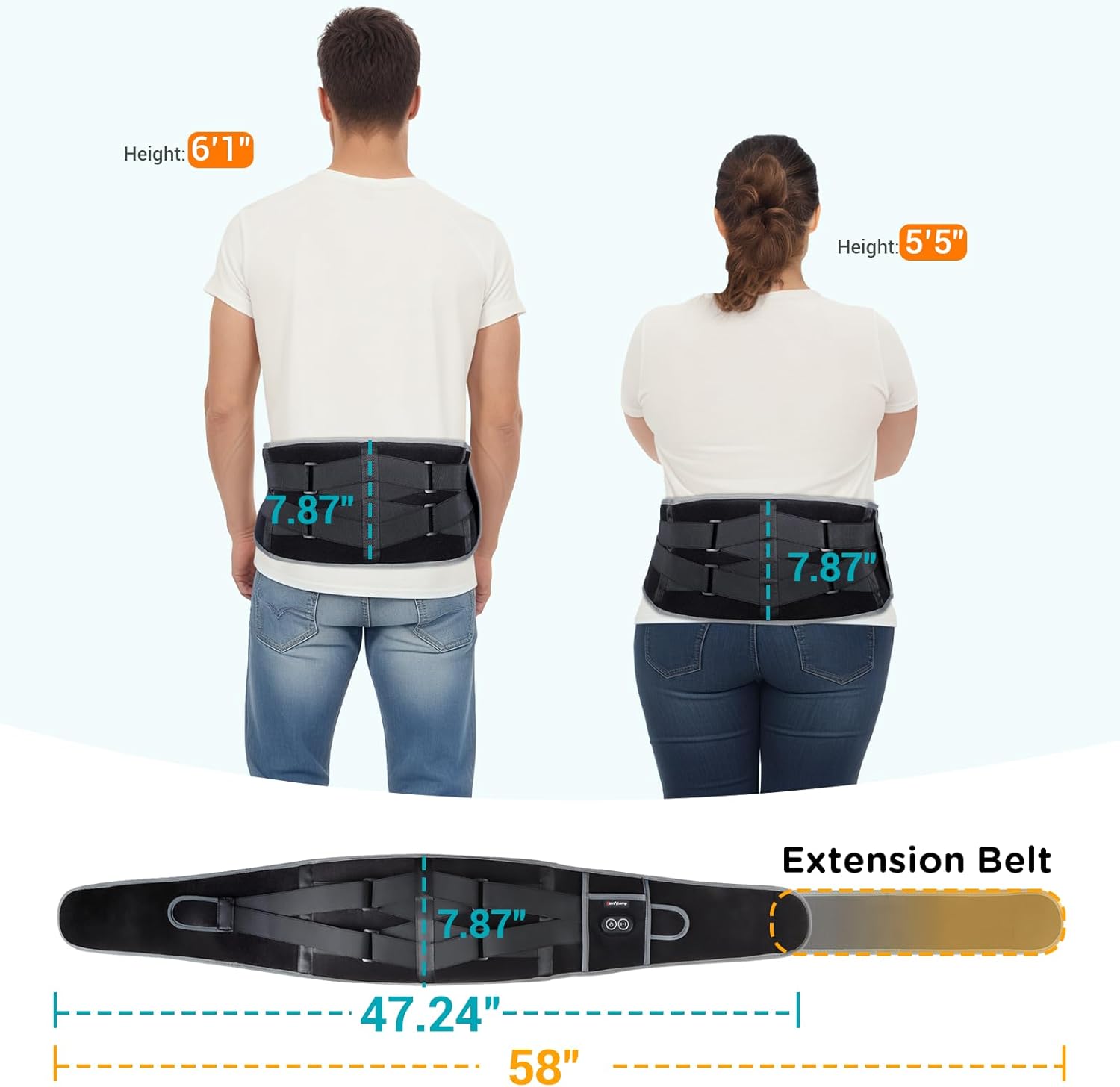 Cordless Heating Pad with Massager for Back Pain Relief, Portable Lower Back Massager FSA Eligible HSA Rechargeable,
