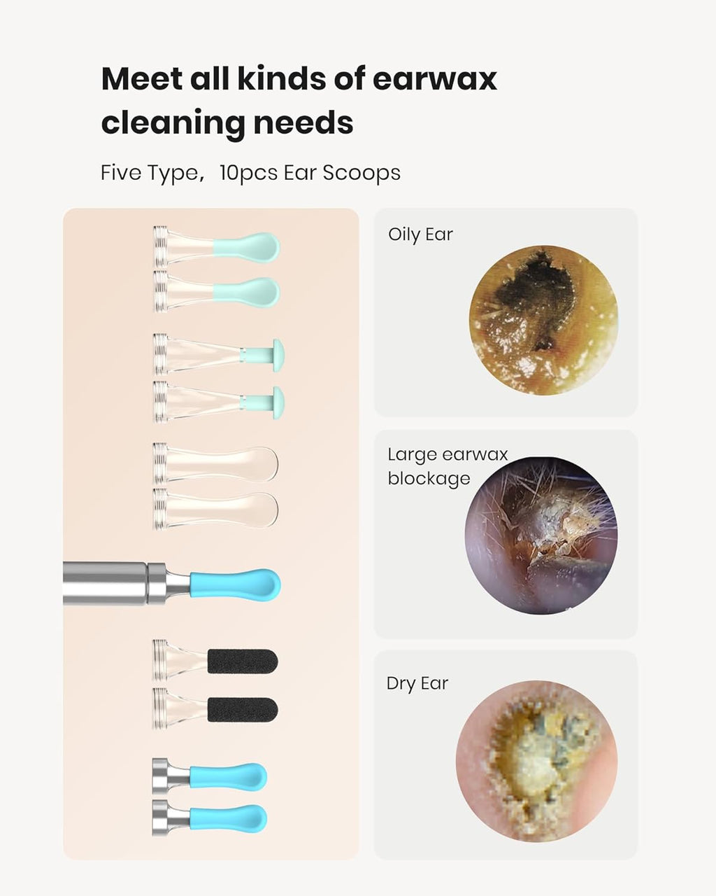 Removal Tool for Ear - Spade Ear Canal Cleaner with Camera 1080P Earscope