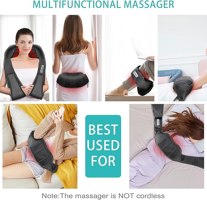 Back and Neck Massager, Back Massager Deep Tissue Kneading Neck and Shoulder Massage with Heat