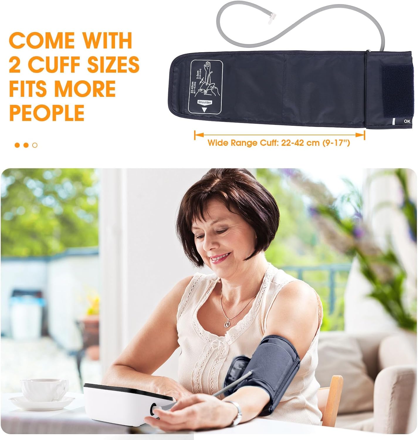 Blood Pressure Machine, Automatic Upper Arm Blood Pressure Monitor with 2x199 readout