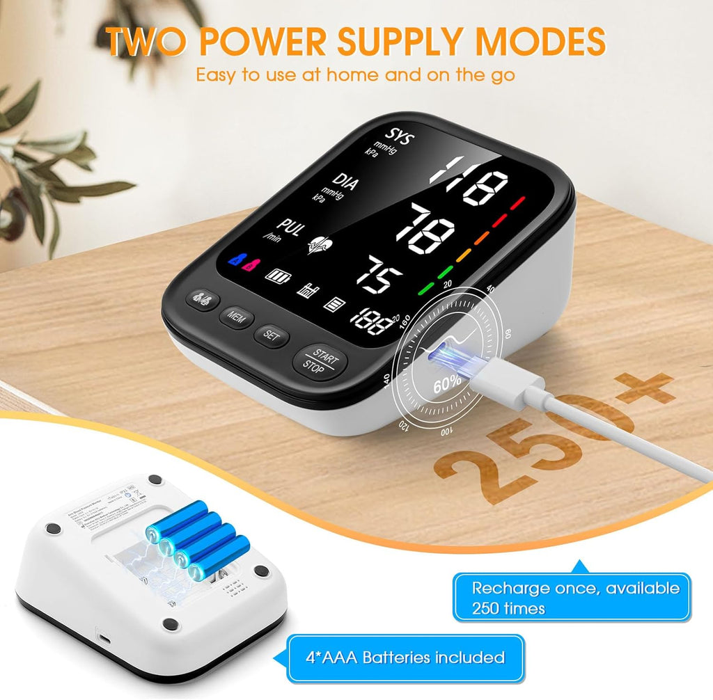 Blood Pressure Machine, Automatic Upper Arm Blood Pressure Monitor with 2x199 readout