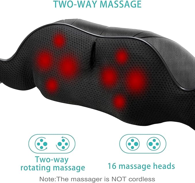 Back and Neck Massager, Back Massager Deep Tissue Kneading Neck and Shoulder Massage with Heat