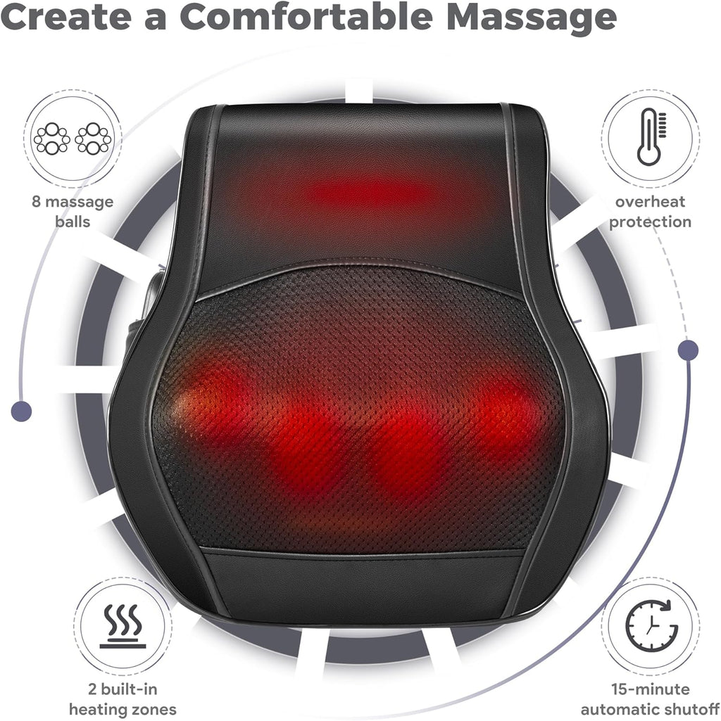 Neck and Back Massager for Pain Relief Deep Tissue with Heat, Shiatsu Shoulder Massager